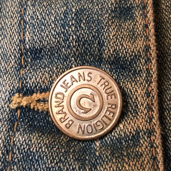 NWOT True Religion Distressed Denim Jacket - Picture 4 of 6